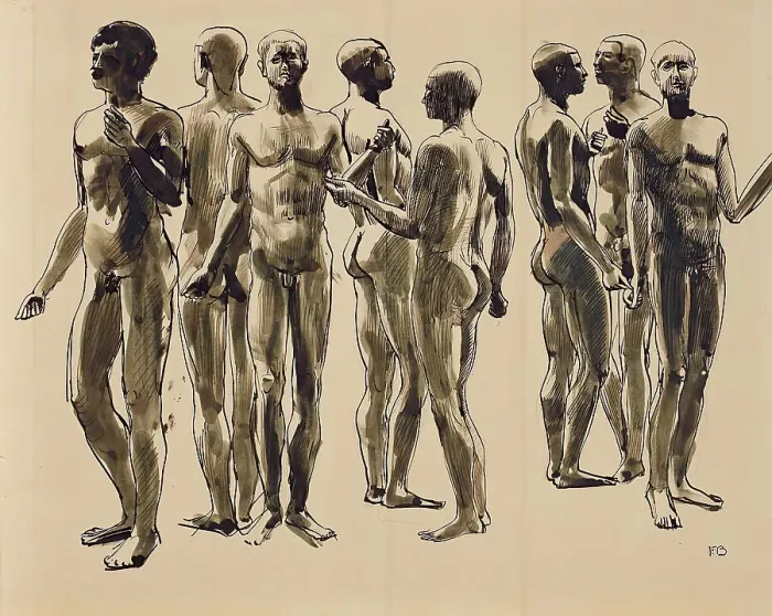 Framed Print : Eight male nudes, 1922. Creator: Franz Barwig the Elder Framed Print : Eight male nudes, 1922. Creator: Franz Barwig the Elder