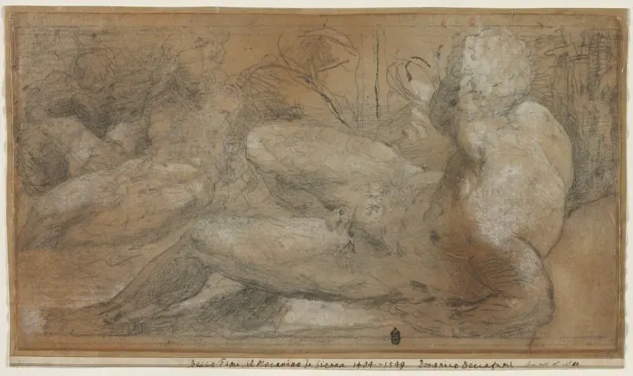 Framed Print : Three Male Nudes, c. 1540-1547. Creator: Domenico Beccafumi (Italian, 1486-1551) Framed Print : Three Male Nudes, c. 1540-1547. Creator: Domenico Beccafumi (Italian, 1486-1551)