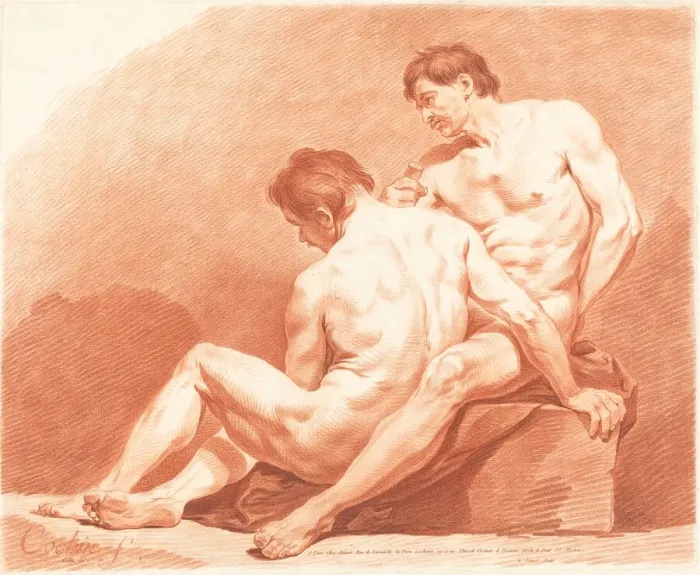 Framed Print : Two Male Nudes, c. 1774. Creator: Jean Francois Janinet Framed Print : Two Male Nudes, c. 1774. Creator: Jean Francois Janinet