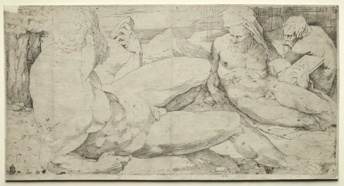 Framed Print : Three Male Nudes, second quarter 1500s. Creator: Domenico Beccafumi (Italian, 1486-1551) Framed Print : Three Male Nudes, second quarter 1500s. Creator: Domenico Beccafumi (Italian, 1486-1551)