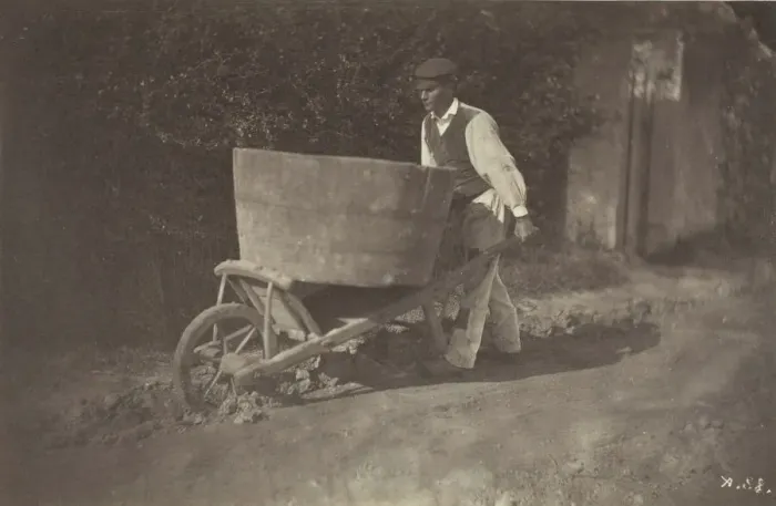 Framed Print : Male Peasant with Wheelbarrow, 1870. Creator: Giraudons Artist Framed Print : Male Peasant with Wheelbarrow, 1870. Creator: Giraudons Artist
