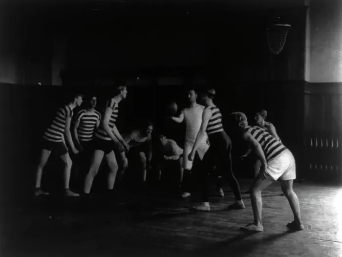 Framed Print : Male students playing basketball, Western High School, Washington, D.C. (1899?). Creator: Frances Benjamin Johnston Framed Print : Male students playing basketball, Western High School, Washington, D.C. (1899?). Creator: Frances Benjamin Johnston