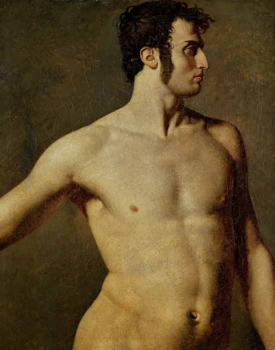 Framed Print : Male Torso. Artist: Ingres, Jean Auguste Dominique (1780-1867) Framed Print : Male Torso. Artist: Ingres, Jean Auguste Dominique (1780-1867)