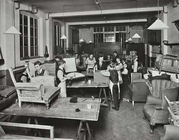 Male upholstery students, Shoreditch Technical Institute, London, 1914