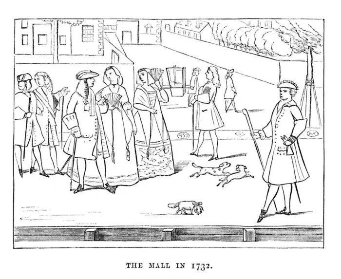 Framed Print : The Mall in 1732, c1870 Framed Print : The Mall in 1732, c1870
