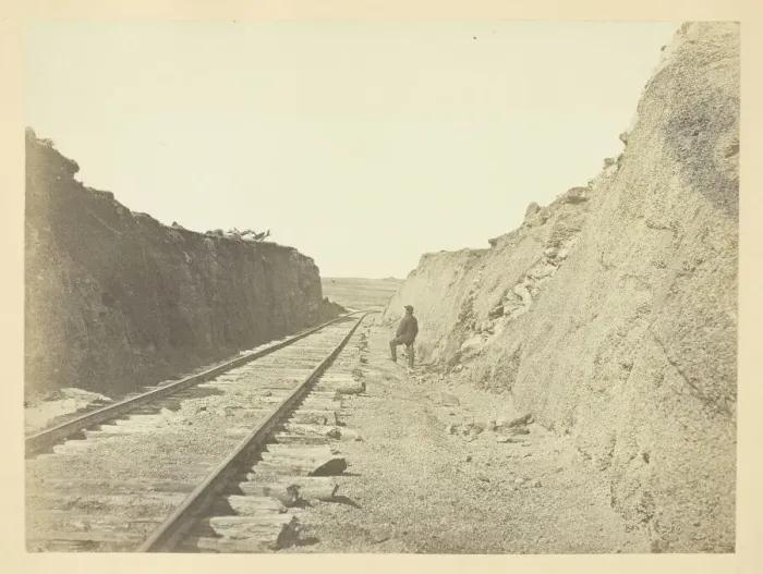 Framed Print : Malloys Cut, Sherman Station, Laramie Range, 1868 / 69. Creator: Andrew Joseph Russell Framed Print : Malloys Cut, Sherman Station, Laramie Range, 1868 / 69. Creator: Andrew Joseph Russell