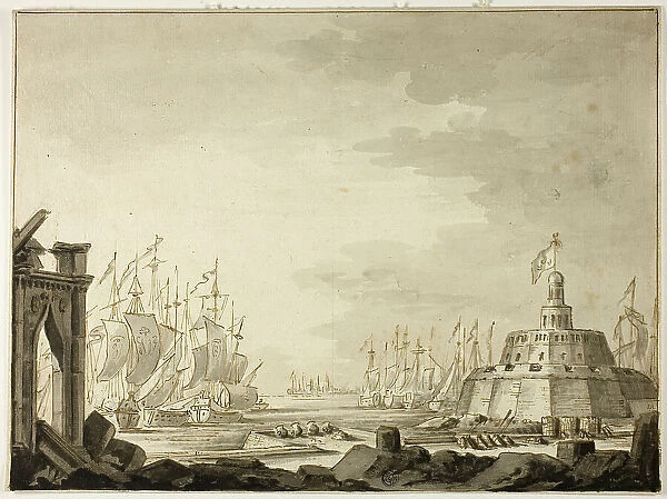 Malta, Harbor of Valletta, 1695. Creators: Abraham Storck, Willem Schellinks