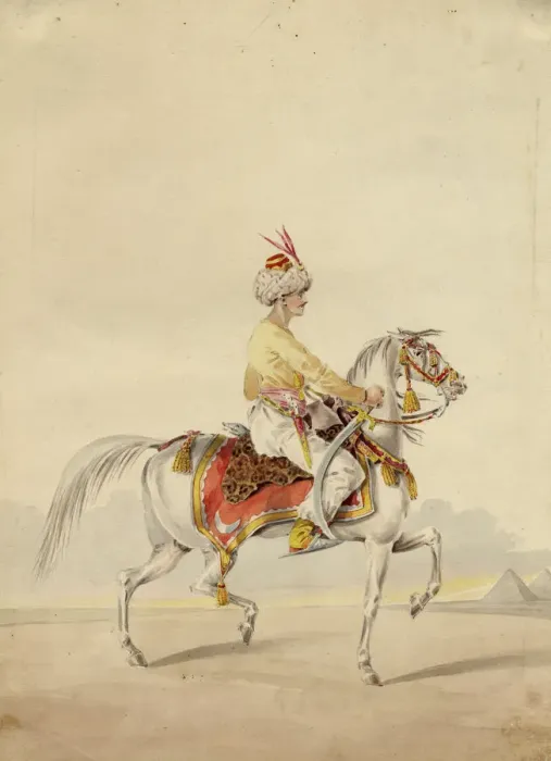 Framed Print : Mamluk on horseback, ca 1825. Artist: Anonymous Framed Print : Mamluk on horseback, ca 1825. Artist: Anonymous