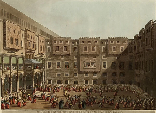 Mamluks exercising in the square of Murad Beys Palace, 1802. Artist: Mayer, Luigi