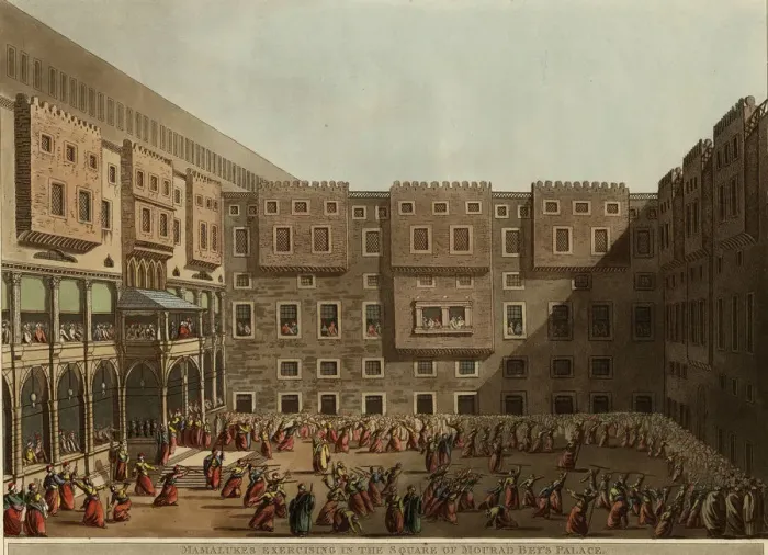 Framed Print : Mamluks exercising in the square of Murad Beys Palace, 1802. Artist: Mayer, Luigi Framed Print : Mamluks exercising in the square of Murad Beys Palace, 1802. Artist: Mayer, Luigi