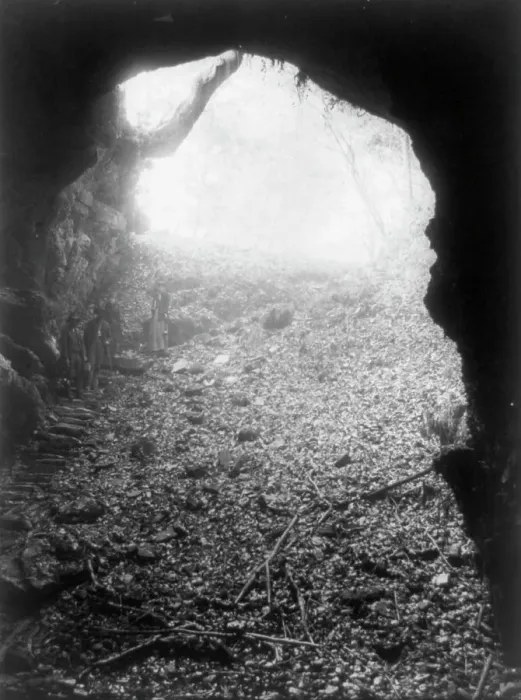 Framed Print : Mammoth Cave, Kentucky --looking backward, c1891. Creator: Frances Benjamin Johnston Framed Print : Mammoth Cave, Kentucky --looking backward, c1891. Creator: Frances Benjamin Johnston