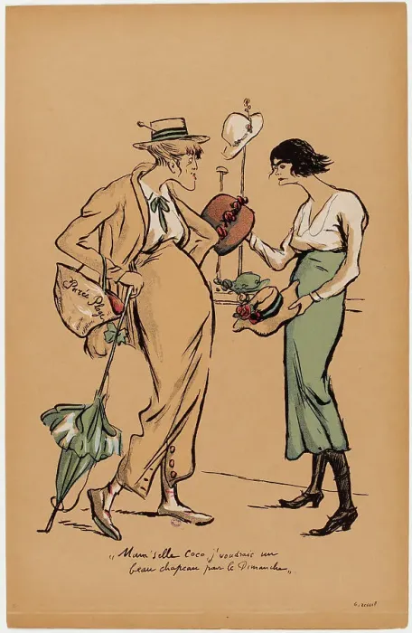 Framed Print : Mam'selle Coco, j'voudrais un beau chapeau pour le Dimanche (Mam'selle Coco, I would like... 1919. Creator: Sem, (Georges Goursat) (1863-1934) Framed Print : Mam'selle Coco, j'voudrais un beau chapeau pour le Dimanche (Mam'selle Coco, I would like... 1919. Creator: Sem, (Georges Goursat) (1863-1934)