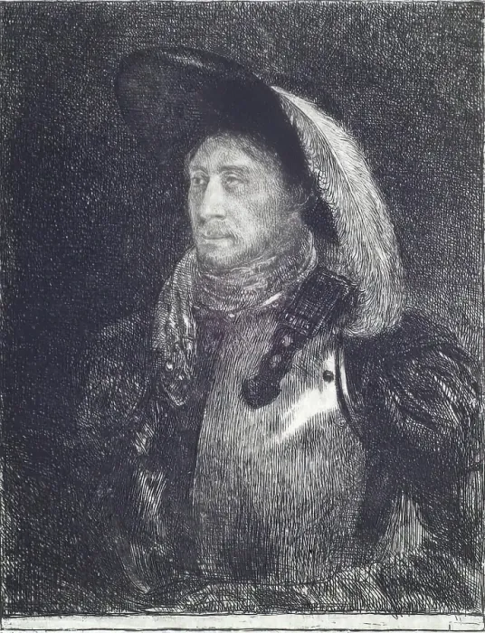 Framed Print : A Man in Armour with Hat and Feather, 1827. Creator: Andrew Geddes Framed Print : A Man in Armour with Hat and Feather, 1827. Creator: Andrew Geddes