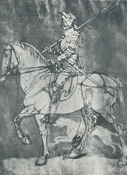Man in Armour, on Horseback, 1498, (1912). Artist: Albrecht Durer