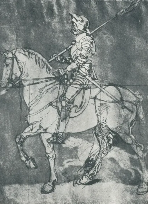 Framed Print : Man in Armour, on Horseback, 1498, (1912). Artist: Albrecht Durer Framed Print : Man in Armour, on Horseback, 1498, (1912). Artist: Albrecht Durer