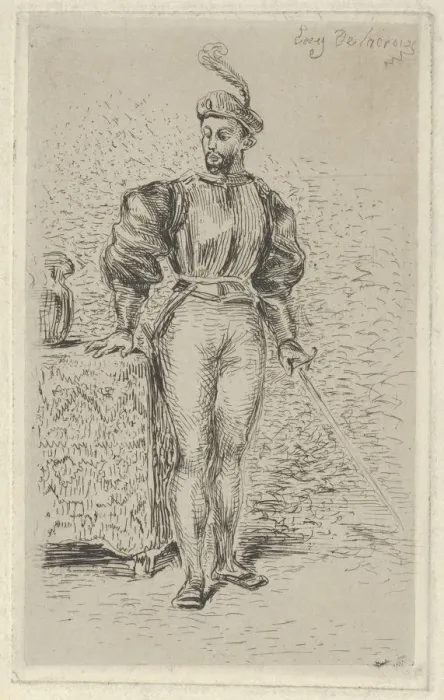 Framed Print : Man at Arms, 1833. 1833. Creator: Eugene Delacroix Framed Print : Man at Arms, 1833. 1833. Creator: Eugene Delacroix