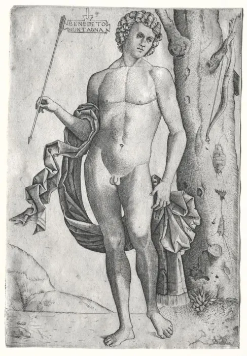 Framed Print : Man with an Arrow, c. 1515. Creator: Benedetto Montagna (Italian, c. 1481-1555 / 58) Framed Print : Man with an Arrow, c. 1515. Creator: Benedetto Montagna (Italian, c. 1481-1555 / 58)