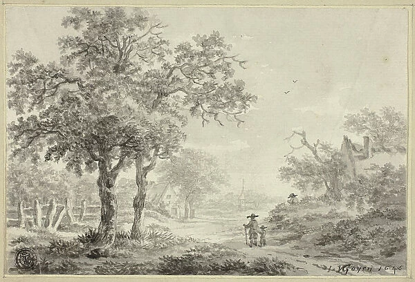 Man and Boy Walking Down Village Road, n.d. Creators: Jan van Goyen, Paulus van Liender