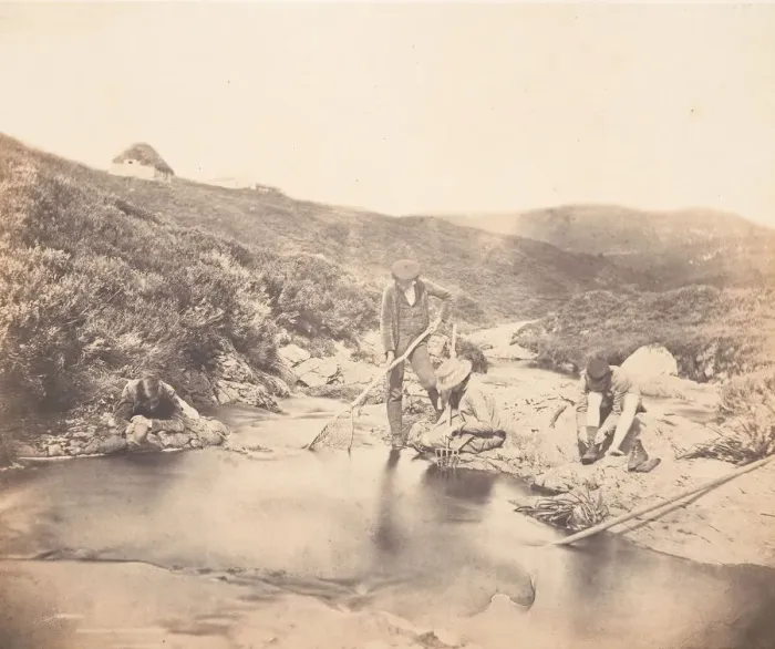 Framed Print : Man and Boys Fishing, ca. 1856-59. Creator: Horatio Ross Framed Print : Man and Boys Fishing, ca. 1856-59. Creator: Horatio Ross