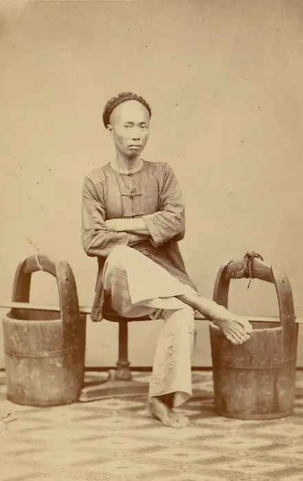Framed Print : Man with Buckets, 1870s. Creator: Unknown Framed Print : Man with Buckets, 1870s. Creator: Unknown