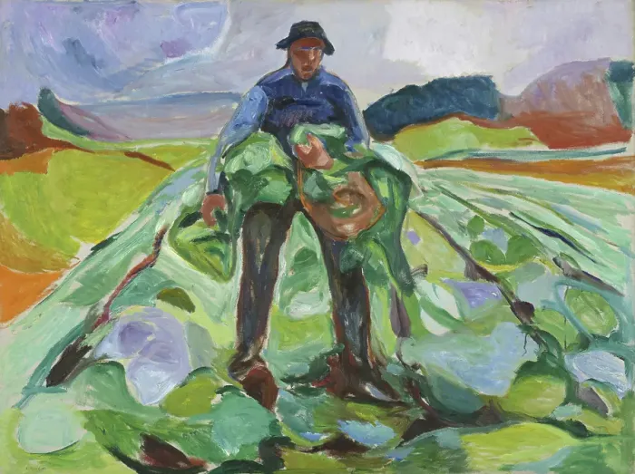 Framed Print : Man in the Cabbage Field, 1916. Creator: Edvard Munch Framed Print : Man in the Cabbage Field, 1916. Creator: Edvard Munch