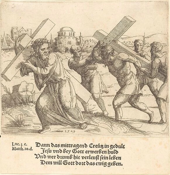 Man Carries the Cross after Christ, 1549. Creator: Augustin Hirschvogel
