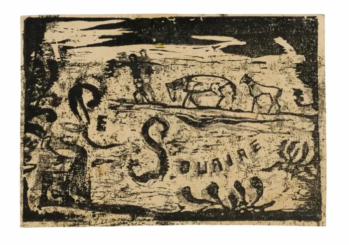 Framed Print : Man Carrying Bananas Followed by Two Horses, headpiece for Le sourire, 1900 Framed Print : Man Carrying Bananas Followed by Two Horses, headpiece for Le sourire, 1900