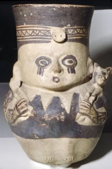 Framed Print : Man Carrying a Llama, Painted pottery vase, Chancay, Peru, 1000-1470 Framed Print : Man Carrying a Llama, Painted pottery vase, Chancay, Peru, 1000-1470