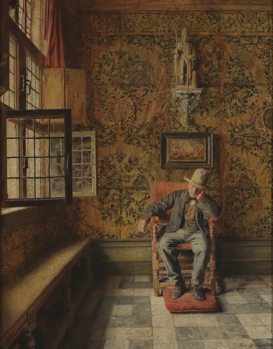 Framed Print : The Man in the Chair, 1876. Creator: Henri Jean Augustin de Braekeleer Framed Print : The Man in the Chair, 1876. Creator: Henri Jean Augustin de Braekeleer