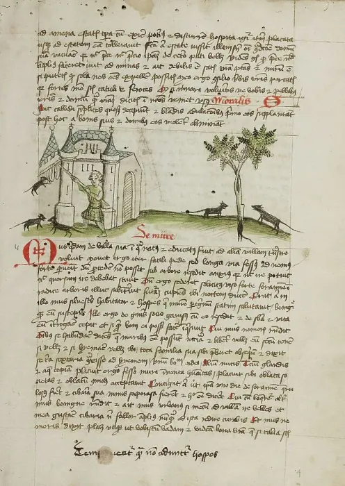 Framed Print : A Man Chasing Mice Away from his House; Fables, third quarter of 15th century. Creator: Unknown Framed Print : A Man Chasing Mice Away from his House; Fables, third quarter of 15th century. Creator: Unknown