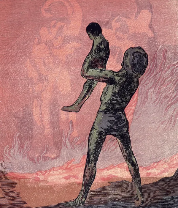 Framed Print : Man and child, 1919. Creator: Paul Jouve Framed Print : Man and child, 1919. Creator: Paul Jouve