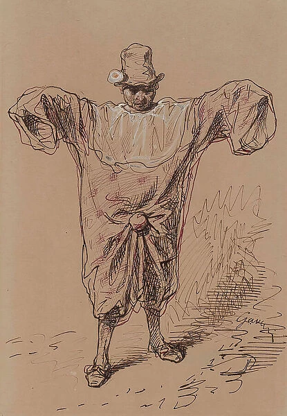 Man in a Clown Suit, 1852-1866. Creator: Paul Gavarni