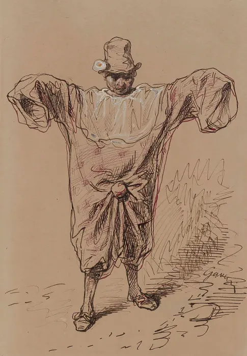 Framed Print : Man in a Clown Suit, 1852-1866. Creator: Paul Gavarni Framed Print : Man in a Clown Suit, 1852-1866. Creator: Paul Gavarni