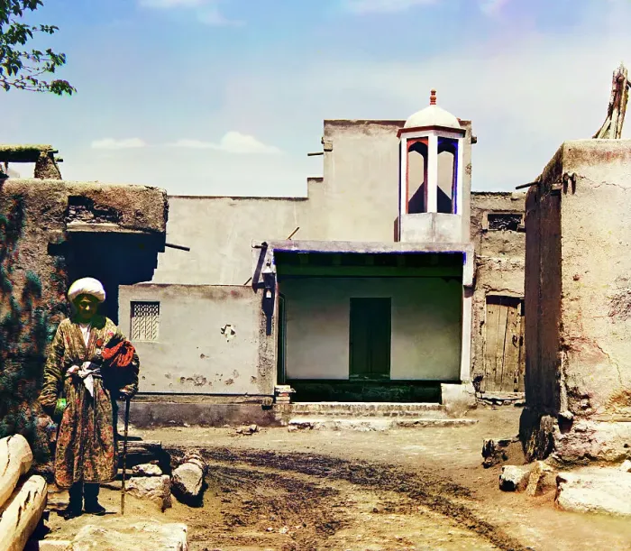Framed Print : Man in courtyard, between 1905 and 1915. Creator: Sergey Mikhaylovich Prokudin-Gorsky Framed Print : Man in courtyard, between 1905 and 1915. Creator: Sergey Mikhaylovich Prokudin-Gorsky