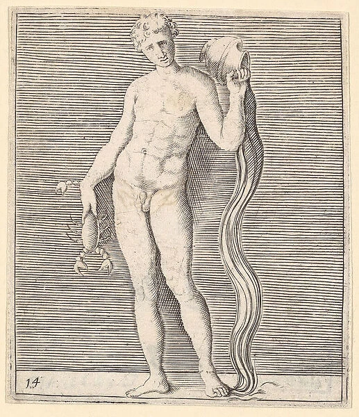 Man with Crayfish and Urn of Water, published ca. 1599-1622. Creator: Unknown