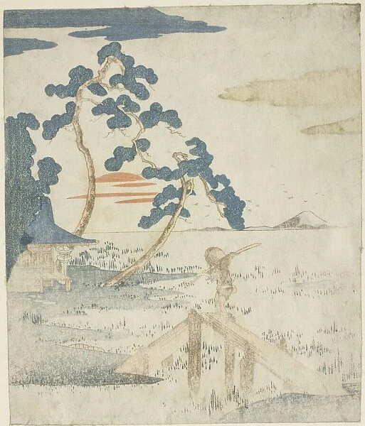 Man Crossing a Bridge as the Sun Rises, from an untitled edition (without poetry) of