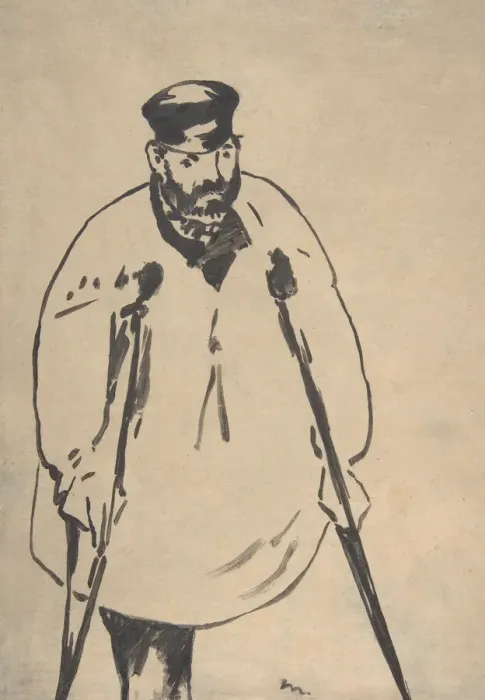 Framed Print : A Man on Crutches, 1878. Creator: Edouard Manet Framed Print : A Man on Crutches, 1878. Creator: Edouard Manet