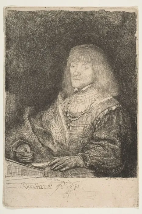Framed Print : Man at a Desk Wearing a Cross and Chain, 1641. Creator: Rembrandt Harmensz van Rijn Framed Print : Man at a Desk Wearing a Cross and Chain, 1641. Creator: Rembrandt Harmensz van Rijn