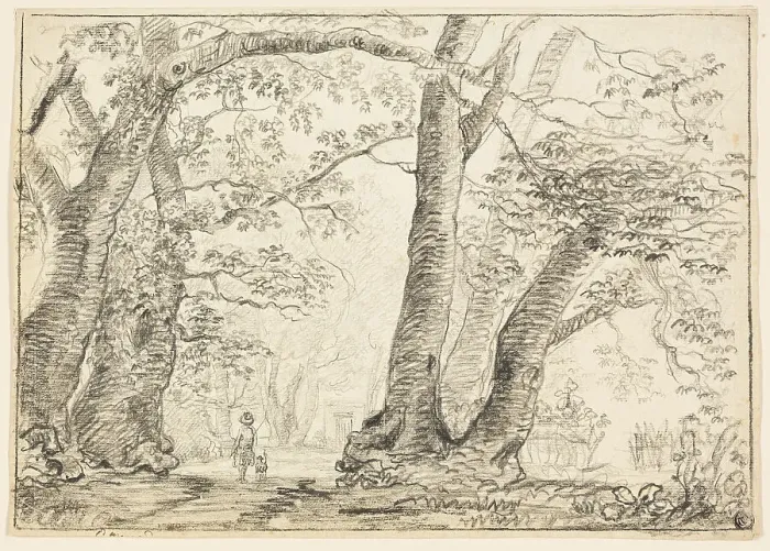 Framed Print : Man with Dog in Forest, n.d. Creator: Unknown Framed Print : Man with Dog in Forest, n.d. Creator: Unknown