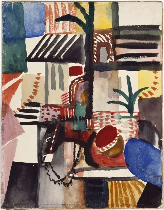Framed Print : Man with Donkey (Tunisia), 1914. Artist: Macke, August (1887-1914) Framed Print : Man with Donkey (Tunisia), 1914. Artist: Macke, August (1887-1914)