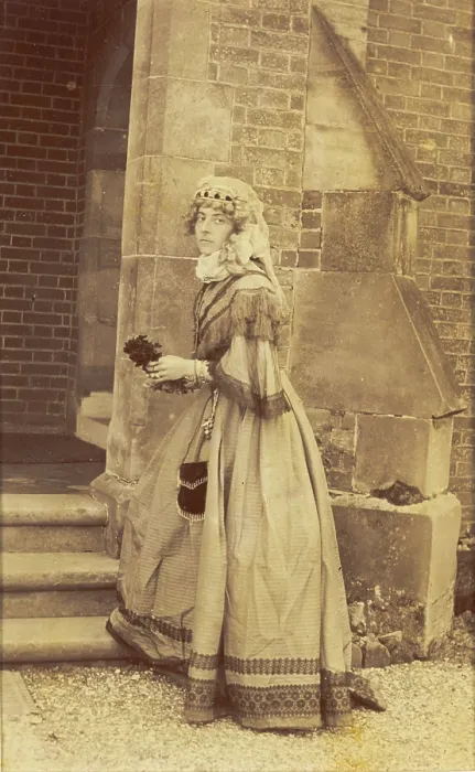 Framed Print : A man in drag posing in historical costume, (between 1890 and 1899?). Creator: Unknown Framed Print : A man in drag posing in historical costume, (between 1890 and 1899?). Creator: Unknown