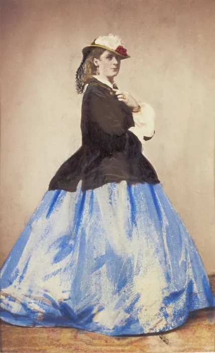 Framed Print : An man in drag posing side-on, 1862. Creator: Unknown Framed Print : An man in drag posing side-on, 1862. Creator: Unknown
