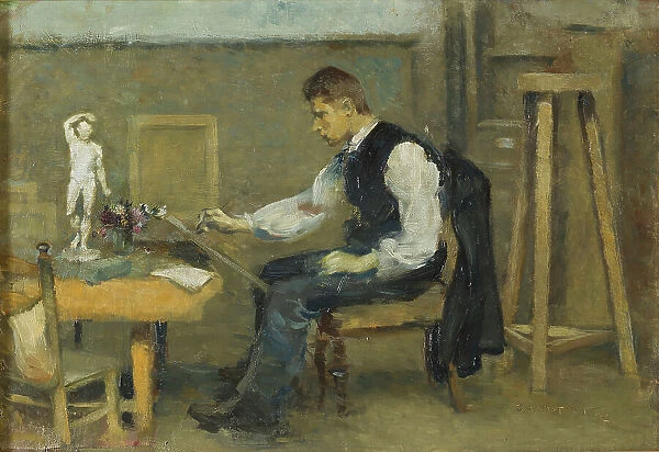 A Man Drawing, 1893. Creator: Otto Holmstrom