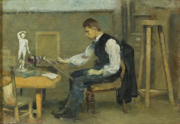 Framed Print : A Man Drawing, 1893. Creator: Otto Holmstrom Framed Print : A Man Drawing, 1893. Creator: Otto Holmstrom