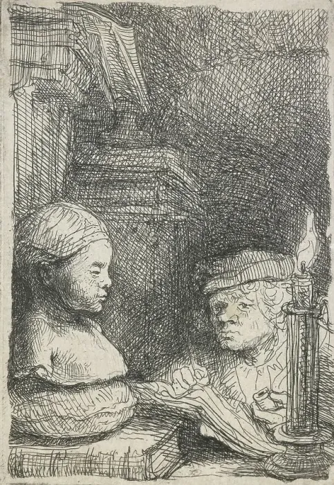 Framed Print : Man drawing from a cast, c.1641. Creator: Rembrandt Harmensz van Rijn Framed Print : Man drawing from a cast, c.1641. Creator: Rembrandt Harmensz van Rijn