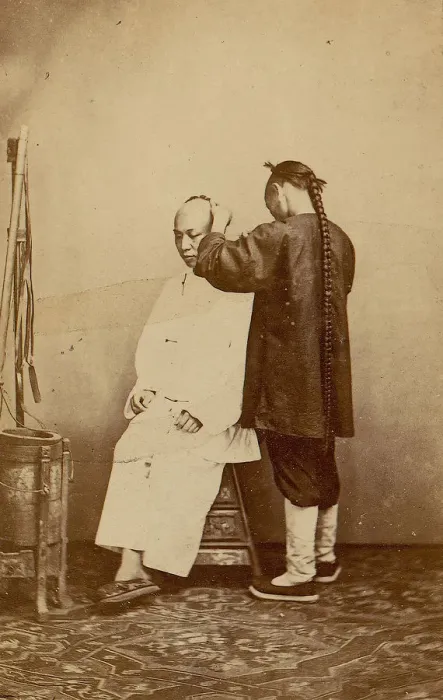 Framed Print : Man Examining Other Man, 1870s. Creator: Unknown Framed Print : Man Examining Other Man, 1870s. Creator: Unknown