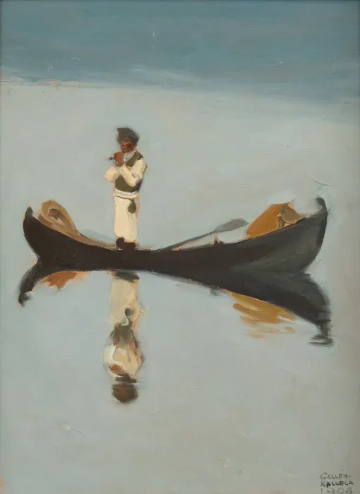 Framed Print : Man fishing, 1908. Artist: Gallen-Kallela, Akseli (1865-1931) Framed Print : Man fishing, 1908. Artist: Gallen-Kallela, Akseli (1865-1931)