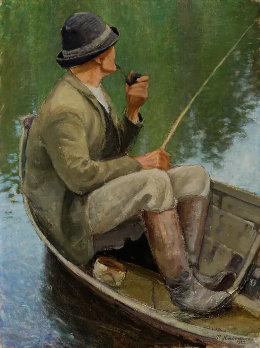 Framed Print : Man Fishing, 1922. Creator: Pekka Halonen Framed Print : Man Fishing, 1922. Creator: Pekka Halonen
