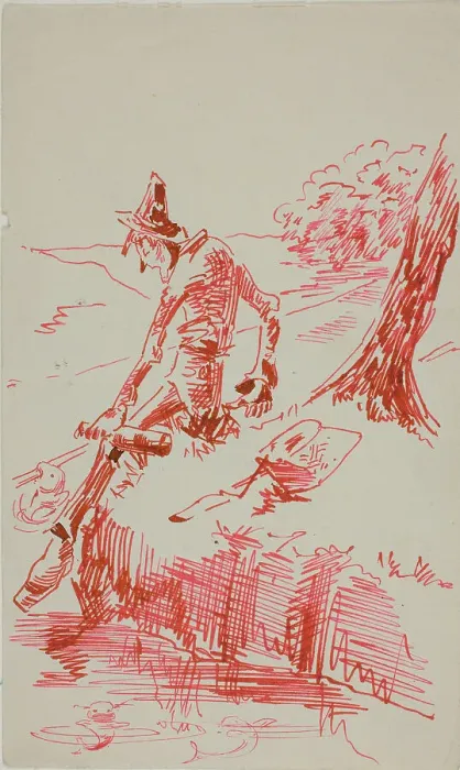 Framed Print : Man Fishing and Holding Bottle, n.d. Creator: Anders Leonard Zorn Framed Print : Man Fishing and Holding Bottle, n.d. Creator: Anders Leonard Zorn
