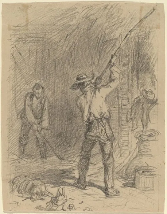 Framed Print : Man Flailing, 1850s. Creator: Felix Octavius Carr Darley Framed Print : Man Flailing, 1850s. Creator: Felix Octavius Carr Darley